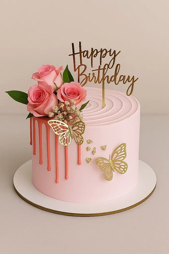 Pink Rose Birthday Cake